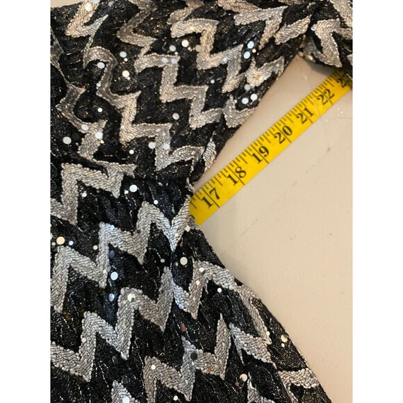 Blue Sage Black & Silver Chevron Sequin Tank Top & Jacket XL - Picture 15 of 16